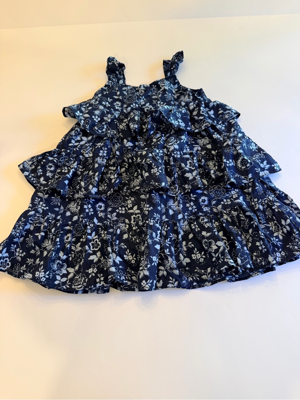 Janie and Jack Navy Floral Tiered Ruffle Sundress Girls Size 4